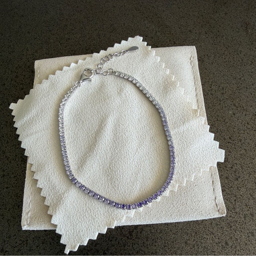 Elegant Sterling Silver and Purple Tennis Bracelet